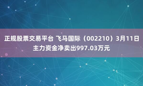 正规股票交易平台 飞马国际（002210）3月11日主力资金净卖出997.03万元