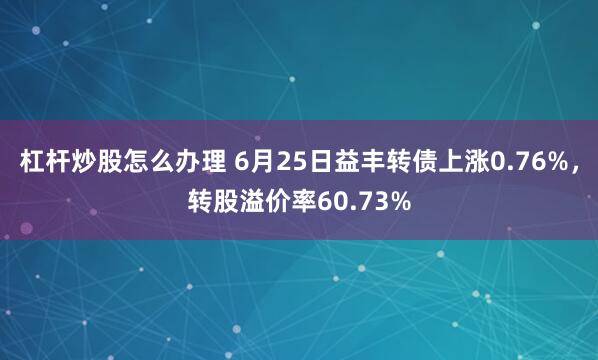 杠杆炒股怎么办理 6月25日益丰转债上涨0.76%，转股溢价率60.73%