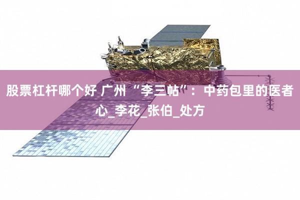 股票杠杆哪个好 广州 “李三帖”：中药包里的医者心_李花_张伯_处方