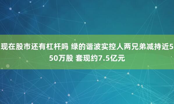 现在股市还有杠杆吗 绿的谐波实控人两兄弟减持近550万股 套现约7.5亿元